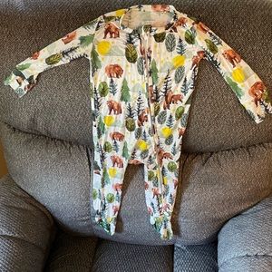 Posh Peanut Footie Zippered One Piece, bear print